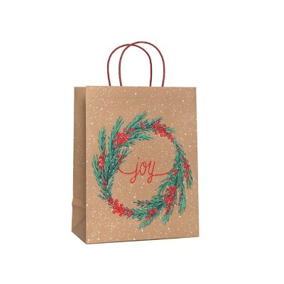 Large Cub Bag Joy Wreath on Kraft - Spritz™