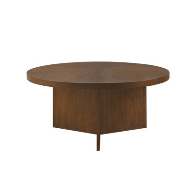 39.5'' Walnut Wood Starburst Round Coffee Table