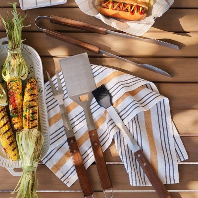 BBQ Grill Stainless Steel Wood Details about   Hearth & Hand Magnolia 4PC Skewer Set 
