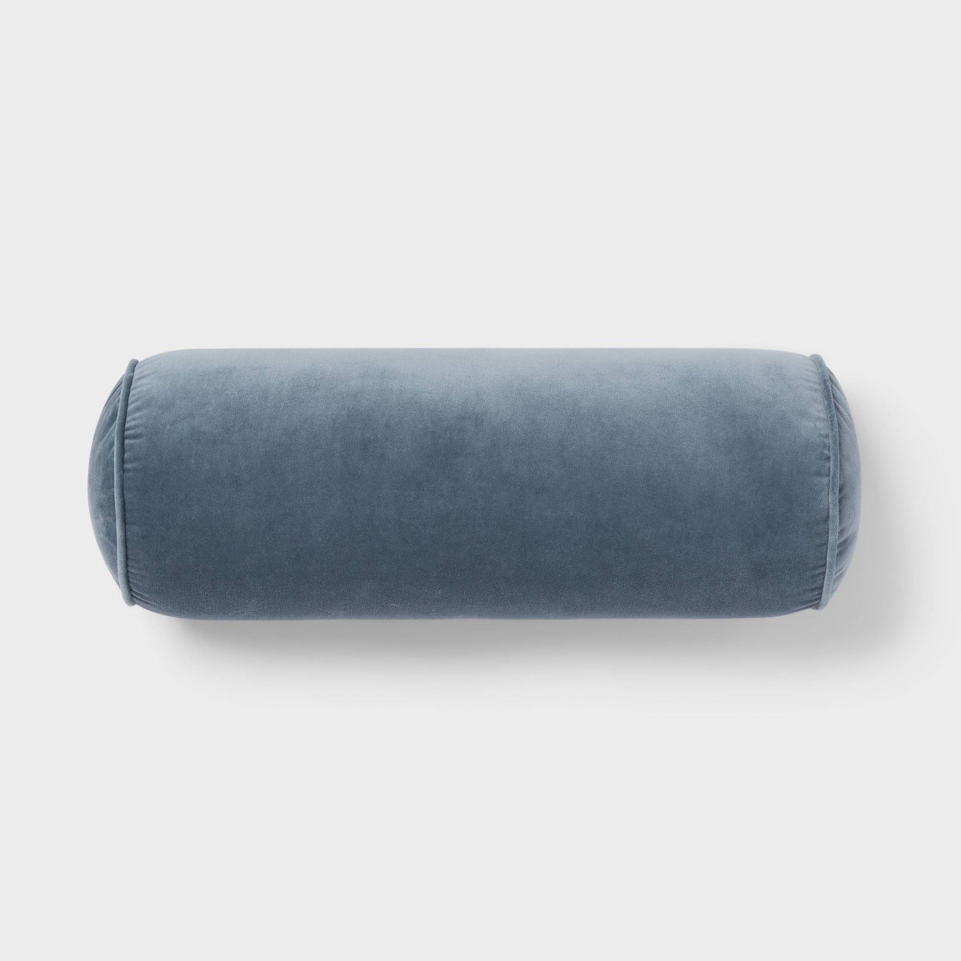 8"x22" Luxe Round Velvet Bolster Decorative Pillow Slate Blue - Threshold™: Indoor Cotton Woven, Spot Clean