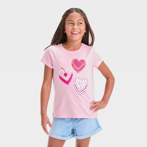 Girls' Short Sleeve Valentine's Day 'Sweet Treats' Graphic T-Shirt - Cat & Jack™ Pink - image 1 of 4