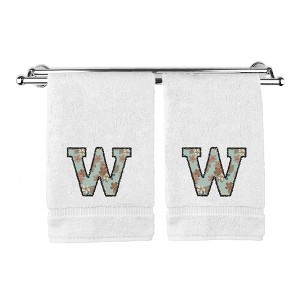 BC BARE COTTON Monogrammed Hand Towels, Personalized Gift, Set of 2 - Embroidered Writing with Greenish Cyan - 1 of 4