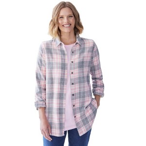 Woman Within Plus Size Classic Flannel Shirt - 1 of 4