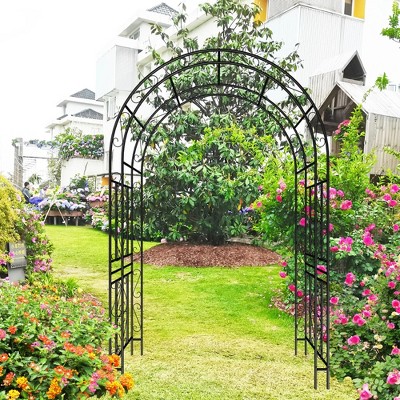 Metal Garden Arch L59'' x W17.71'' x H90.55'' Climbing Plants Support Rose Arch Outdoor Black
