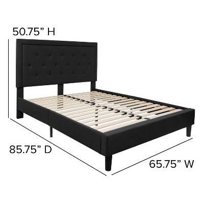 Queen Black Tufted Upholstered Platform Bed with Headboard