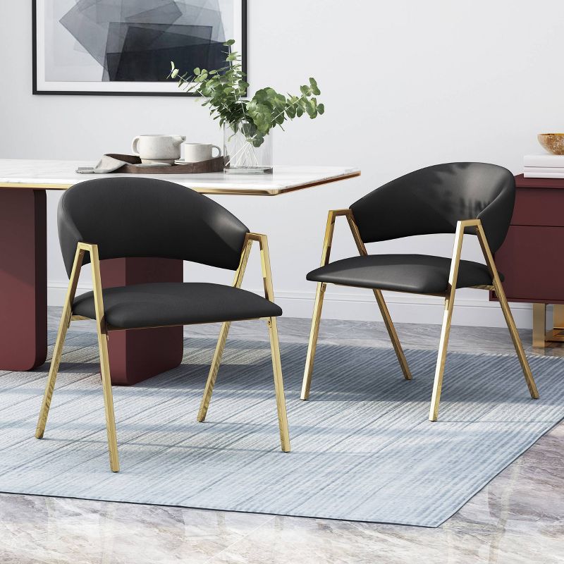 Set of 2 Gazo Modern Dining Chair Black - Christopher Knight Home, 4 of 9