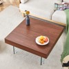 FONTOI Coffee Table with Tempered Glass Legs&Anti - slip Pads, Side Table with Round Edges, TransparentY&Walnut, 31.5"*15"*31.5" - 4 of 4