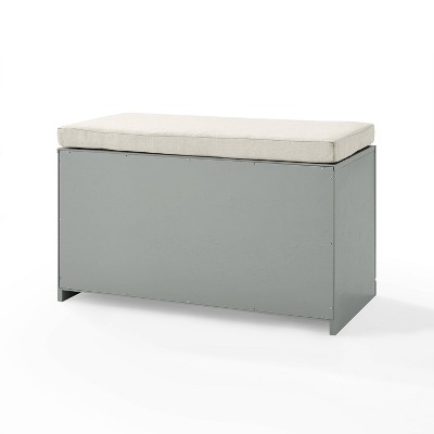 Harper Modern Gray Linen Blend Storage Bench with Cushion