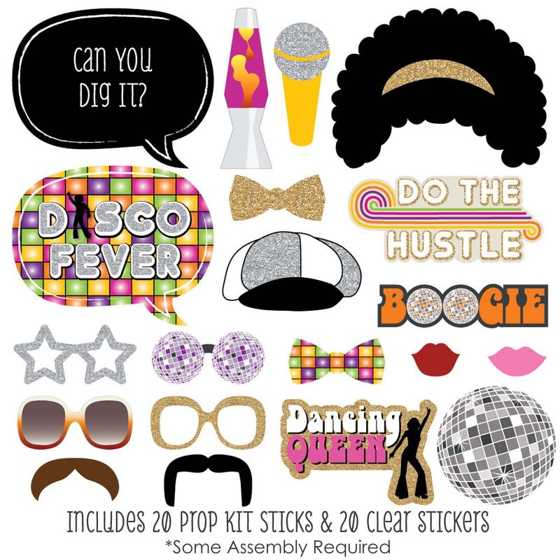 Big Dot of Happiness 70's Disco - 1970s Disco Fever Party Photo Booth Props Kit - 20 Count, 2 of 8
