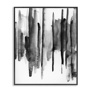 Stupell Industries Vertical Black Ink Strokes Abstract Watercolor Over White Framed Giclee Art - 1 of 4