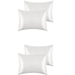 Unique Bargains Satin Breathable Envelope Closure Pillowcase Cover 4 Pcs - 1 of 4