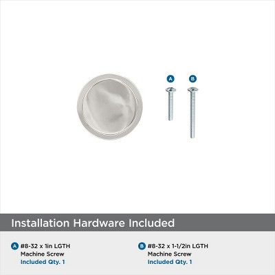 Polished Nickel Round Modern Cabinet Knob with Mounting Hardware