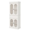 70" White Tall Storage Cabinet - Modern Pantry Storage Solution with Oval Glass Doors - 3 of 4