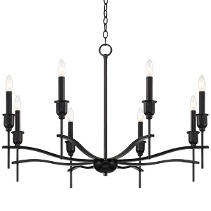 Franklin Iron Works Austin Semi Gloss Black Chandelier 36" Wide Modern Industrial 8-Light Candelabra Fixture for Dining Room House - 1 of 4