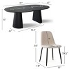 Extendable Dining Table Set for 6, Black Oval Pedestal Table with Upholstered Metal Leg Chairs for Kitchen or Dining Room-Tanpinhause - 3 of 4