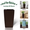 NAYSAYE Square Planter Set of 2 Modern Faux Rattan Raised Planter Pots with Water Level Indicator for Home and Garden, Brown, 11.02"*11.02"*22.6" - 3 of 4