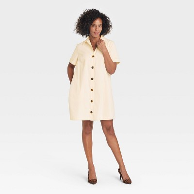 cream button up dress