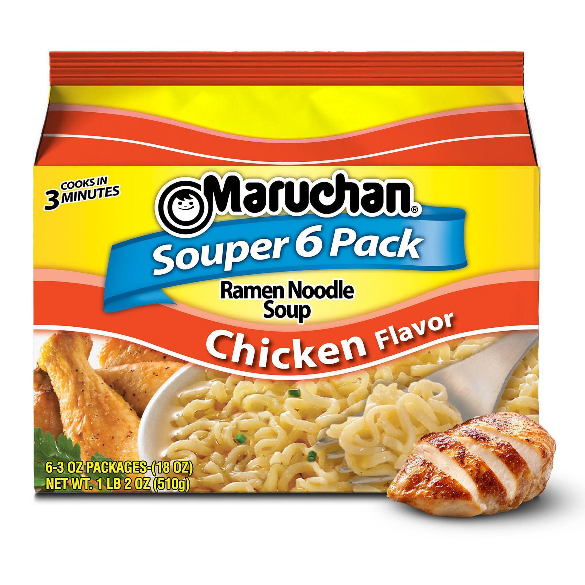 Maruchan Souper 6-Pack Chicken Ramen Noodle Soup - 18oz/6ct