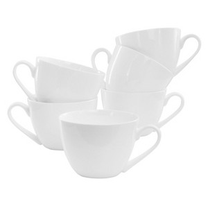 Meritage 6 Piece 16 Ounce Round Bone China Latte Mug Set in White - 1 of 4