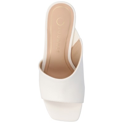 White Faux Leather Open-Toe Wedge Sandals, Size 12