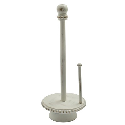 Whitewash Wooden Vintage Countertop Paper Towel Holder