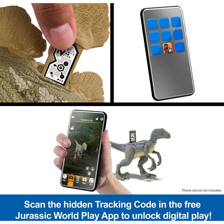 Scan the hidden Tracking Code in the free Jurassic World Play App to unlock digital play!