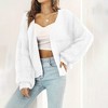 Women's Chunky Open Front Cable Knit Sweater Cardigan with Lantern Sleeves - 4 of 4