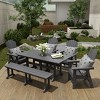 WestinTrends 6 Piece Outdoor Patio Dining Table and Armchair Dining Bench Set - 2 of 4