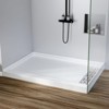 COZONY Non-Slip Rectangular Shower Pan, Left Drain Fiberglass Base Stainless Steel Drain Cover Single Threshold - 2 of 4