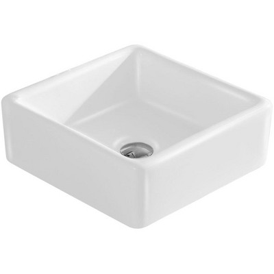 White Ceramic Square Vessel Sink 23"