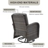 Belord Patio Furniture Swivel Glider PE Wicker Chair, Outdoor Swivel Rocker Seating with Cushions for Porch Deck Balcony, Brown Wicker - 4 of 4
