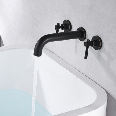 Sumerain Oil Rubbed Bronze Bathtub Faucet Wall Mount 3 Hole Tub Filler ...