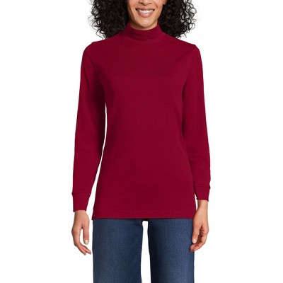 Lands' End Women's Relaxed Cotton Long Sleeve Mock Turtleneck