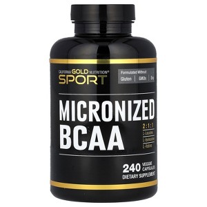 California Gold Nutrition Sport, Micronized BCAA, Branched Chain Amino Acids, 240 Veggie Capsules (250 mg per Capsule) - 1 of 3