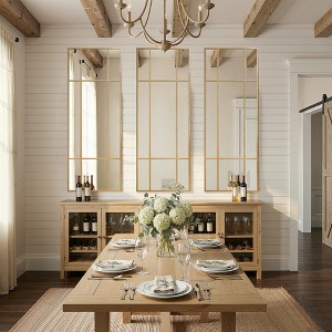 Spassway Rectangle Window Pane Decorative Mirrors Metal Frame Wall Mounted Vanity Mirror for Living Room Bedroom Entryway Black/Gold - 1 of 4