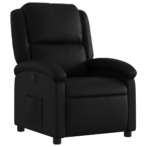 vidaXL Manual Recliner Chair - Wingback Reclining Armchair, Faux Leather, Black - Ergonomic Lounge Seating for Elderly - 1 of 4