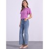 INSPIRE CHIC Women's Polka Dots Stand Collar Pleat Keyhole Back Short Flare Sleeve Tops - 2 of 4