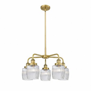 Colton - 5 Light Stem Hung Chandelier In Industrial Style-15 Inches Tall and 23.5 Inches Wide - 1 of 1