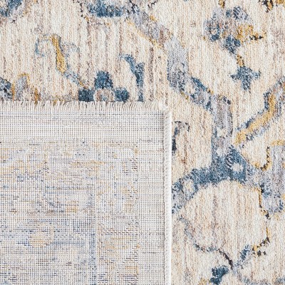 Ivory and Blue Hand-knotted Square Synthetic Area Rug