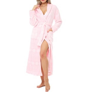 ADR Plush Fleece Women's Robe Christmas, Long Hooded Winter Bathrobe, Soft Cozy Plus Sizes - 1 of 3
