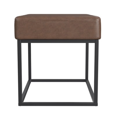 HomePop Homepop Theodore Small Ottoman - Faux Leather