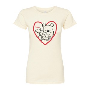 Women's - Disney - Pooh And Piglet Heart Fitted Graphic T-Shirt - 1 of 2