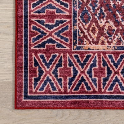 Bagmati Pink Synthetic Washable 5' x 8' Area Rug