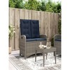 41.3"Reclining Patio Bench with Cushions Gray Poly Rattan - 2 of 4