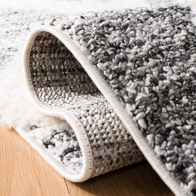Gray Diamond Braided Shag Rectangular Synthetic Rug