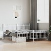 vidaXL White Metal Bed Frame with Constructed Headboard and Footboard - Modern Design, Full Size - 2 of 4