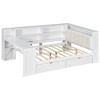 Merax Multi-functional Wood Platform Daybed with Storage Shelves, USB Charging Station, LED Light Headboard & Desk - 3 of 4
