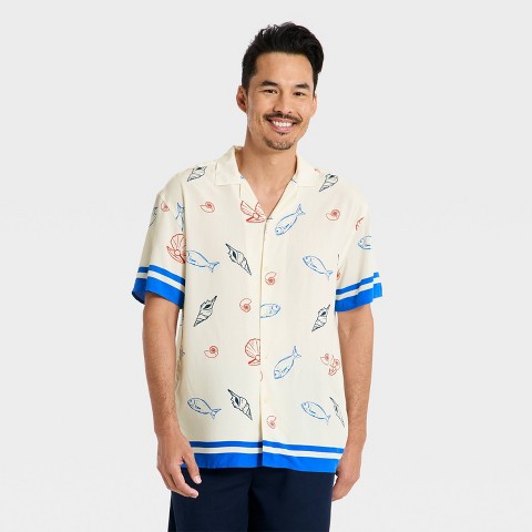Мужские рубашки Goodfellow & Co Men's Short Sleeve Collared Button-Down Shirt - Goodfellow & Co™ Cream L
