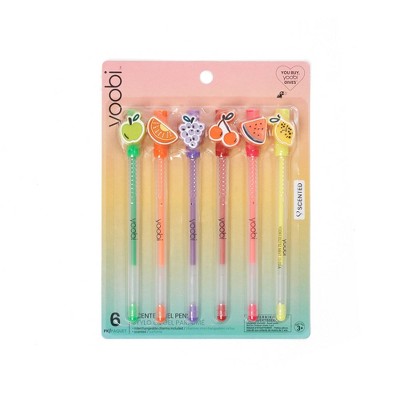 6ct Rollerball Gel Pens Scented Ink Metal Charm Multicolored  - Yoobi™