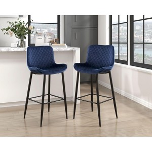 Sapphtopaz Modern Velvet Bar Stools Upholstered Counter Height Chair with Metal Legs Barstools Dining Chairs Set of 2 for Kitchen Island - 1 of 4